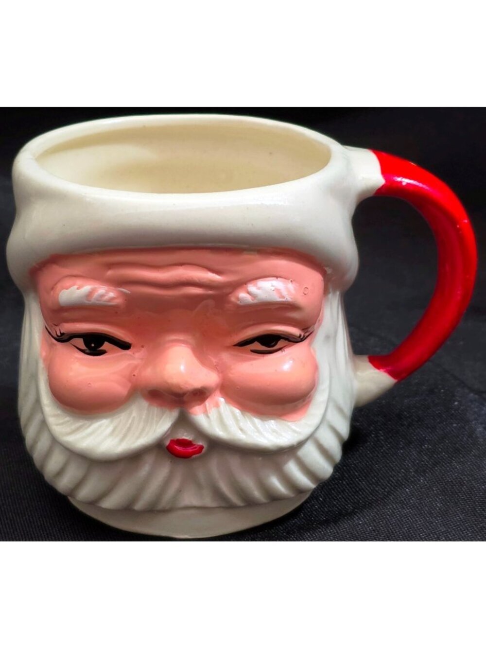 Vintage Japan SANTA CLAUS HEAD FACE small Christmas Coffee Cup Mug 2.75"H